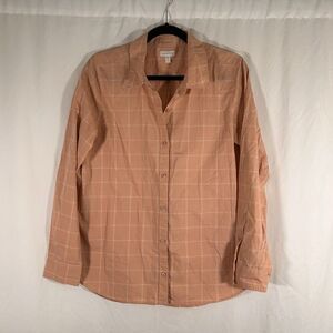 Garnet Hill Blouse Women's 8 Pink Button Up Long Sleeve Otganic Pima Cotton